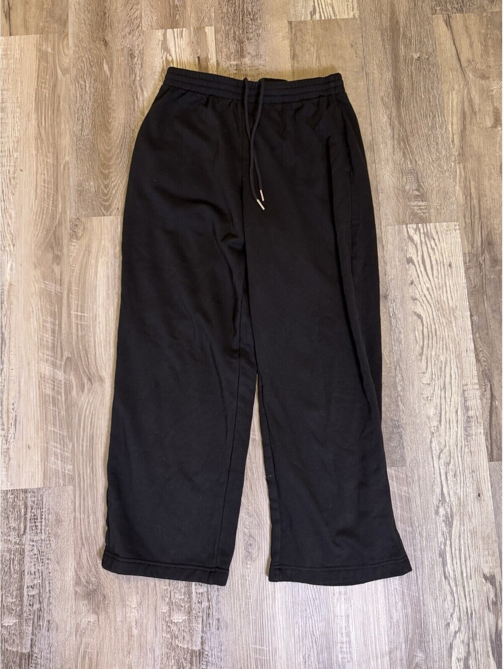 H&M Men's Loose Fit Wide Leg Sweatpants Black Size Medium Baggy Joggers